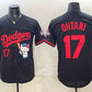 Los Angeles Dodgers #17 Shohei Ohtani Black Hello Kitty Night 2025 World Series Champions Patch Stitched Jersey