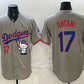 Los Angeles Dodgers #17 Shohei Ohtani Grey Hello Kitty Night 2025 World Series Champions Patch Stitched Jersey