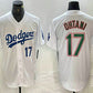 Los Angeles Dodgers #17 Shohei Ohtani Number White Green Stitched Cool Base Jerseys Baseball Jersey