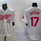 Los Angeles Dodgers #17 Shohei Ohtani Number White Pink Limited Cool Base Stitched Baseball Jerseys