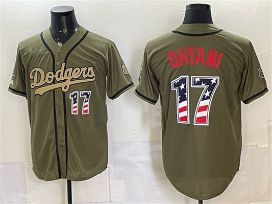 Los Angeles Dodgers #17 Shohei Ohtani Olive 2026 Armed Forces Day 250 Fourth of July Stitched Baseball Jersey
