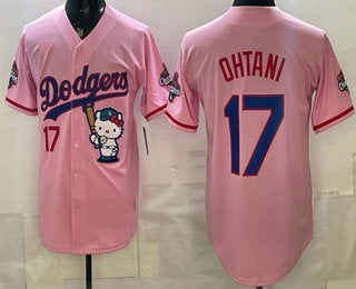 Los Angeles Dodgers #17 Shohei Ohtani Pink Hello Kitty 2025 World Series Champions Limited Jersey