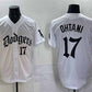Los Angeles Dodgers #17 Shohei Ohtani White 2025 LA Gothic Style With 2024 World Series Champions Patch Vapor Premier Limited Stitched Baseball Jersey