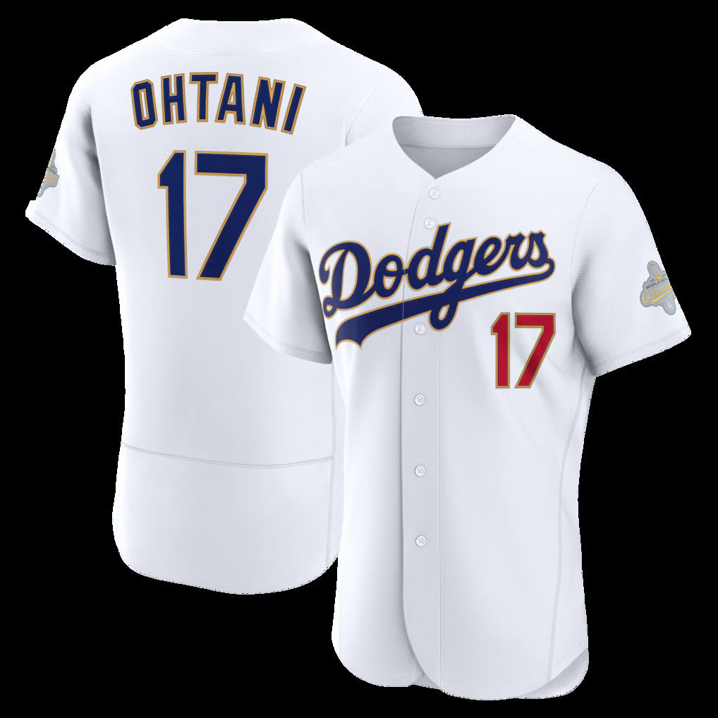 Los Angeles Dodgers #17 Shohei Ohtani White 2026 Gold Collection Authentic Stitched Baseball Jersey