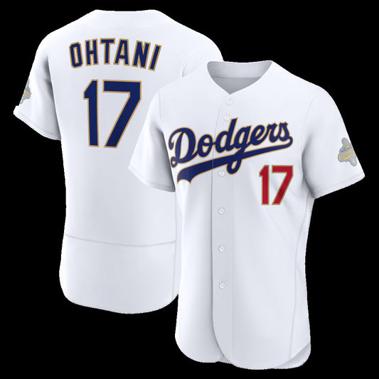 Los Angeles Dodgers #17 Shohei Ohtani White 2026 Gold Collection Authentic Stitched Baseball Jersey