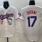 Los Angeles Dodgers #17 Shohei Ohtani White Hello Kitty Night 2025 World Series Champions Patch Stitched Jersey