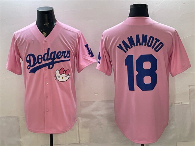 Los Angeles Dodgers #18 Yoshinobu Yamamoto Pink 2025 Hello Kitty Vapor Limited Stitched Jersey
