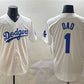 Los Angeles Dodgers #1 Dad White Cool Base Stitched Baseball Jersey