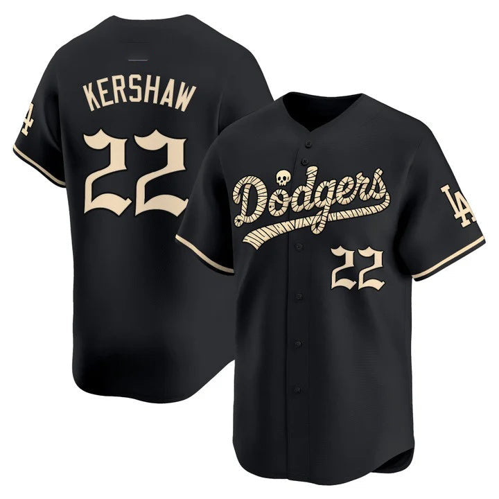Los Angeles Dodgers #22 Clayton Kershaw Black 'Halloween Mummy Edition' Premier Limited Jersey - Stitched Baseball Jersey