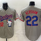 Los Angeles Dodgers #22 Clayton Kershaw Grey Hello Kitty Night 2025 World Series Champions Patch Stitched Jersey