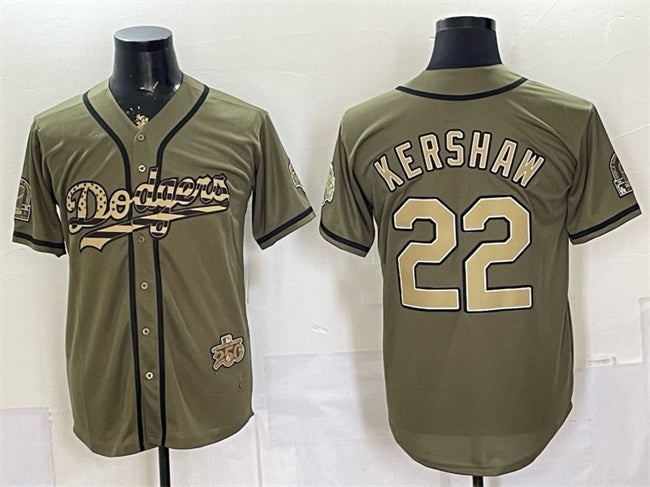 Los Angeles Dodgers #22 Clayton Kershaw Olive 2026 Armed Forces Day Stitched Jersey