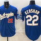Los Angeles Dodgers #22 Clayton Kershaw Royal 2026 Gold Collection 9x & B2B Champs Patch Stitched Baseball Jersey