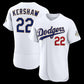 Los Angeles Dodgers #22 Clayton Kershaw White 2026 Gold Collection Authentic White 2026 Gold Collection Stadium Stitched Baseball Jersey