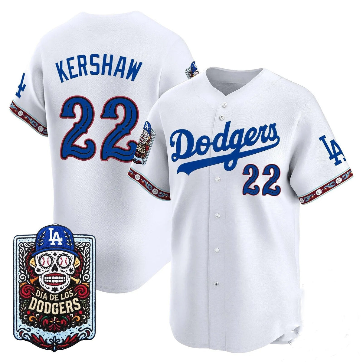 Los Angeles Dodgers #22 Clayton Kershaw x Dia De Los Muertos White 2026 Baseball Jersey