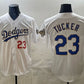 Los Angeles Dodgers #23 Kyle Tucker White 2026 Gold Collection Stadium Stitched Jersey