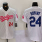 Los Angeles Dodgers #24 Kobe Bryant White Pink Vin & Kobe Patch Stitched Baseball Jersey