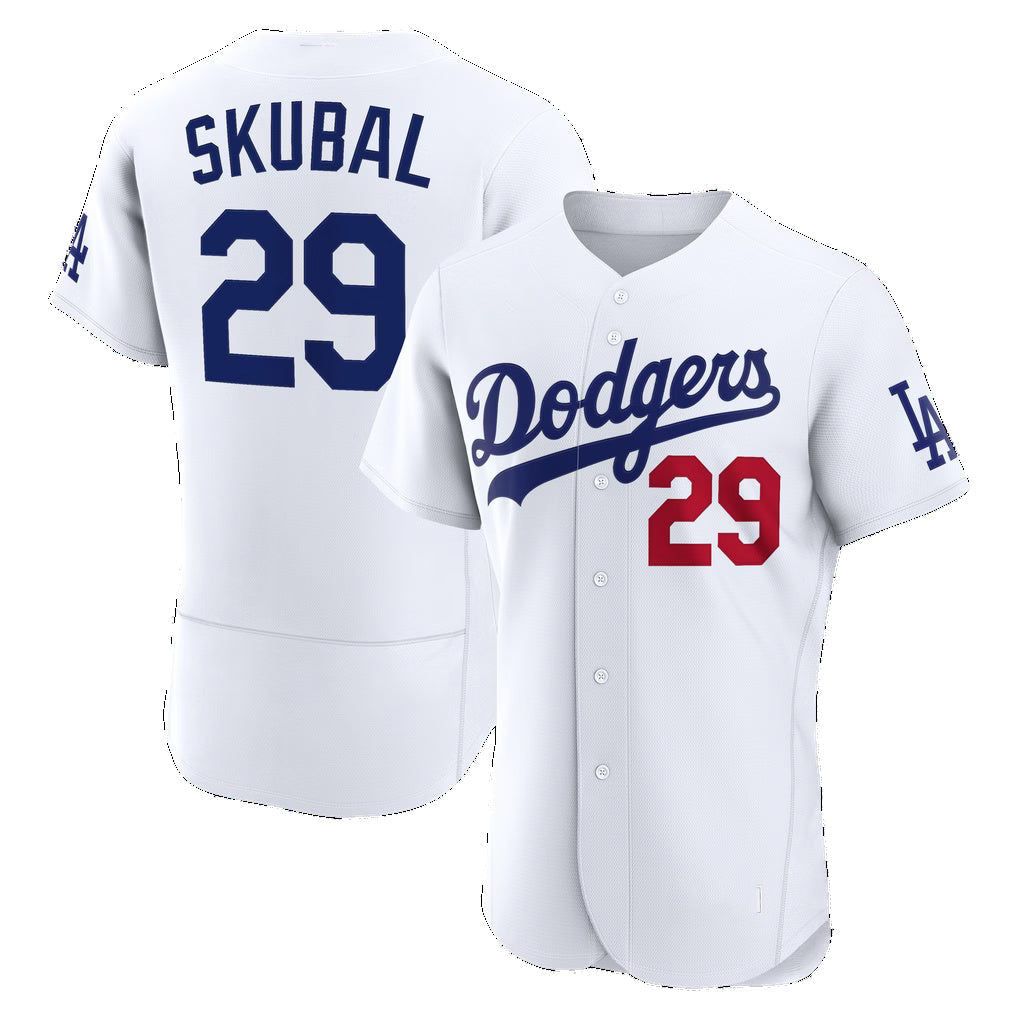 Los Angeles Dodgers #29 Tarik Skubal Home Authentic Jersey - White Baseball Jersey