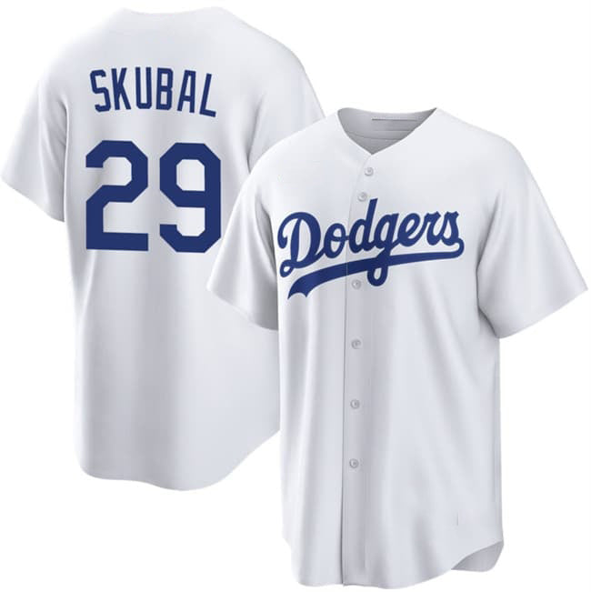 Los Angeles Dodgers #29 Tarik Skubal White Cool Base Stitched Baseball Jersey