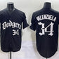 Los Angeles Dodgers #34 Fernando Valenzuela Black 2025 LA Gothic Style With 2024 World Series Champions Patch Vapor Premier Limited Stitched Baseball Jersey