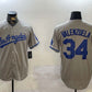 Los Angeles Dodgers #34 Fernando Valenzuela Grey Authentic Collection Stitched Baseball Jersey