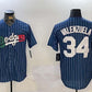 Los Angeles Dodgers #34 Fernando Valenzuela blue Authentic Collection Stitched Baseball Jersey