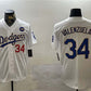 Los Angeles Dodgers #34 Toro Valenzuela White Gold 2024 World Series With No. 34 Patch Home Limited Stitched Baseball Jersey