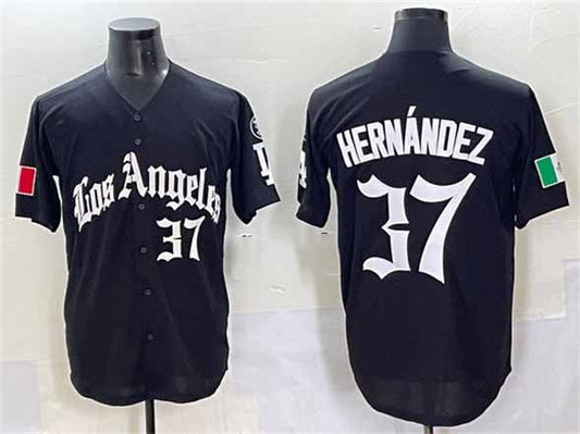Los Angeles Dodgers #37 Teoscar Hernández Black 2025 LA Gothic Style With Fernando Patch Vapor Premier Limited Stitched Baseball Jersey