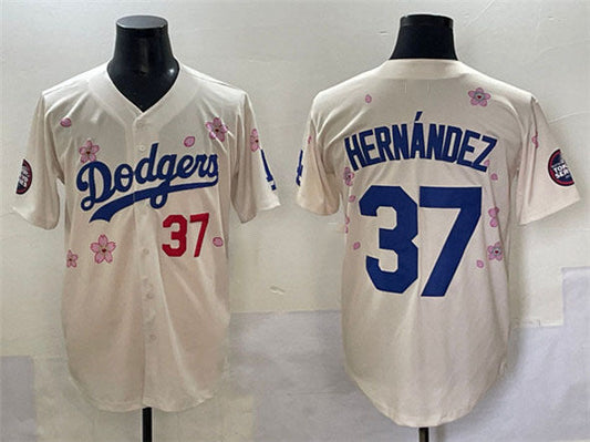 Los Angeles Dodgers #37 Teoscar Hernández Cream 2025 Tokyo Series Limited Stitched Baseball Jersey