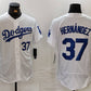 Los Angeles Dodgers #37 Teoscar Hernandez Number White Flex Base Stitched Baseball Jerseys