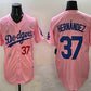 Los Angeles Dodgers #37 Teoscar Hernandez Pink 2025 Tokyo Series Limited Baseball Jersey