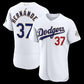 Los Angeles Dodgers #37 Teoscar Hernández White 2026 Gold Collection Authentic Stitched Baseball Jersey