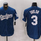 Los Angeles Dodgers #3 Chris Taylor Navy Pinstripe Stitched Cool Base Baseball Jersey