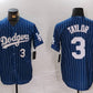 Los Angeles Dodgers #3 Chris Taylor Navy Pinstripe Stitched Cool Base Baseball Jersey