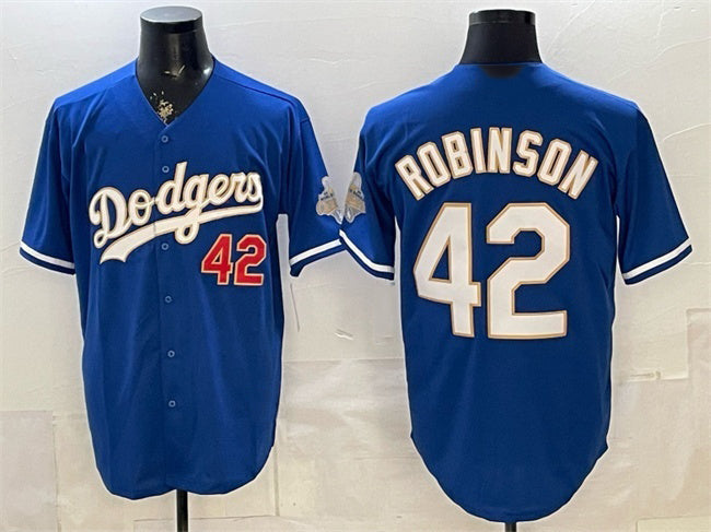 Los Angeles Dodgers #42 Jackie Robinson Royal 2026 Alternate Gold Collection Stadium Stitched Jersey