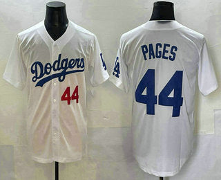 Los Angeles Dodgers #44 Andy Pages Number White Cool Base Stitched Baseball Jersey