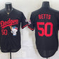 Los Angeles Dodgers #50 Mookie Betts Black Hello Kitty Night 2025 World Series Champions Patch Stitched Jersey
