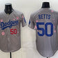 Los Angeles Dodgers #50 Mookie Betts Grey 2025 Tokyo Series Limited Stitched Jersey