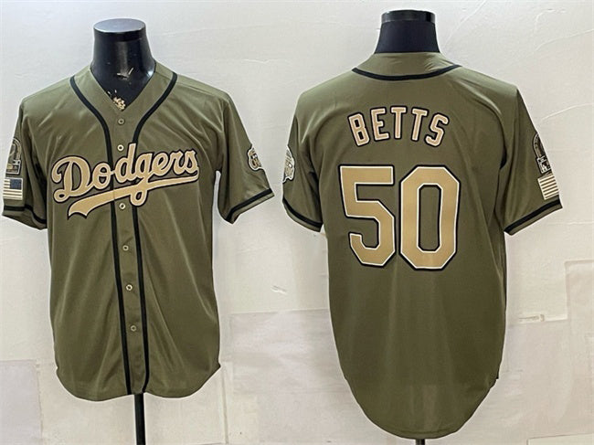 Los Angeles Dodgers #50 Mookie Betts Olive 2026 Armed Forces Day Stitched Jersey 2