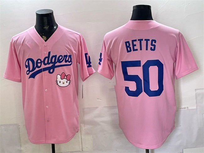 Los Angeles Dodgers #50 Mookie Betts Pink 2025 Hello Kitty Vapor Limited Stitched Jersey