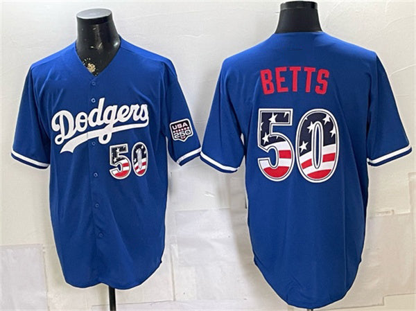 Los Angeles Dodgers #50 Mookie Betts Royal 250 Fourth of July Stitched Baseball Jersey