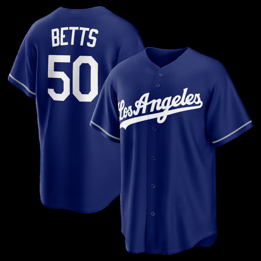 Los Angeles Dodgers #50 Mookie Betts Royal Alternate Replica Stitched Baseball Jersey