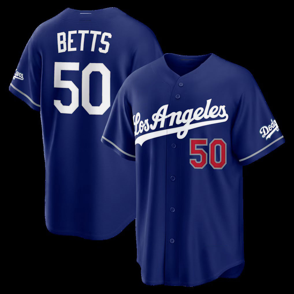 Los Angeles Dodgers #50 Mookie Betts Royal Alternate Stadium Stitched Baseball Jersey