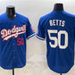 Los Angeles Dodgers #50 Mookie Betts Royal With American Flag Patch Limited Stitched Baseball Jersey