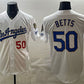 Los Angeles Dodgers #50 Mookie Betts White 2026 Gold Collection 9x & B2B Champs Patch Stitched Baseball Jersey