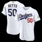 Los Angeles Dodgers #50 Mookie Betts White 2026 Gold Collection Authentic Stitched Baseball Jersey