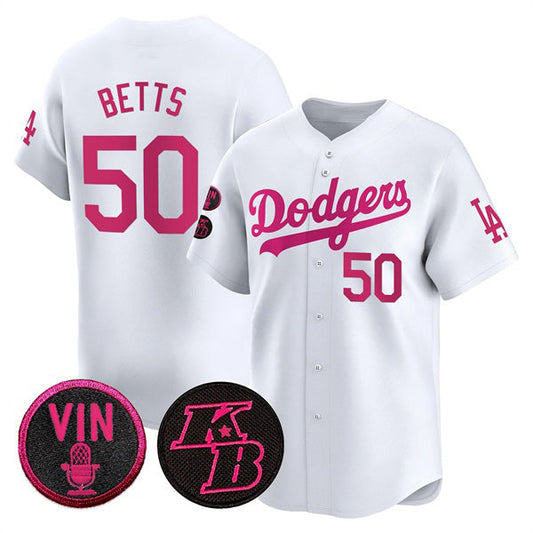 Los Angeles Dodgers #50 Mookie Betts White 2026 Mother¡¯s Day Vapor Premier Limited Stitched Baseball Jersey