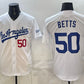 Los Angeles Dodgers #50 Mookie Betts White Alternate Stadium Stitched Baseball Jersey
