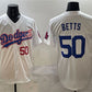 Los Angeles Dodgers #50 Mookie Betts White With American Flag Patch Limited Stitched Baseball Jersey