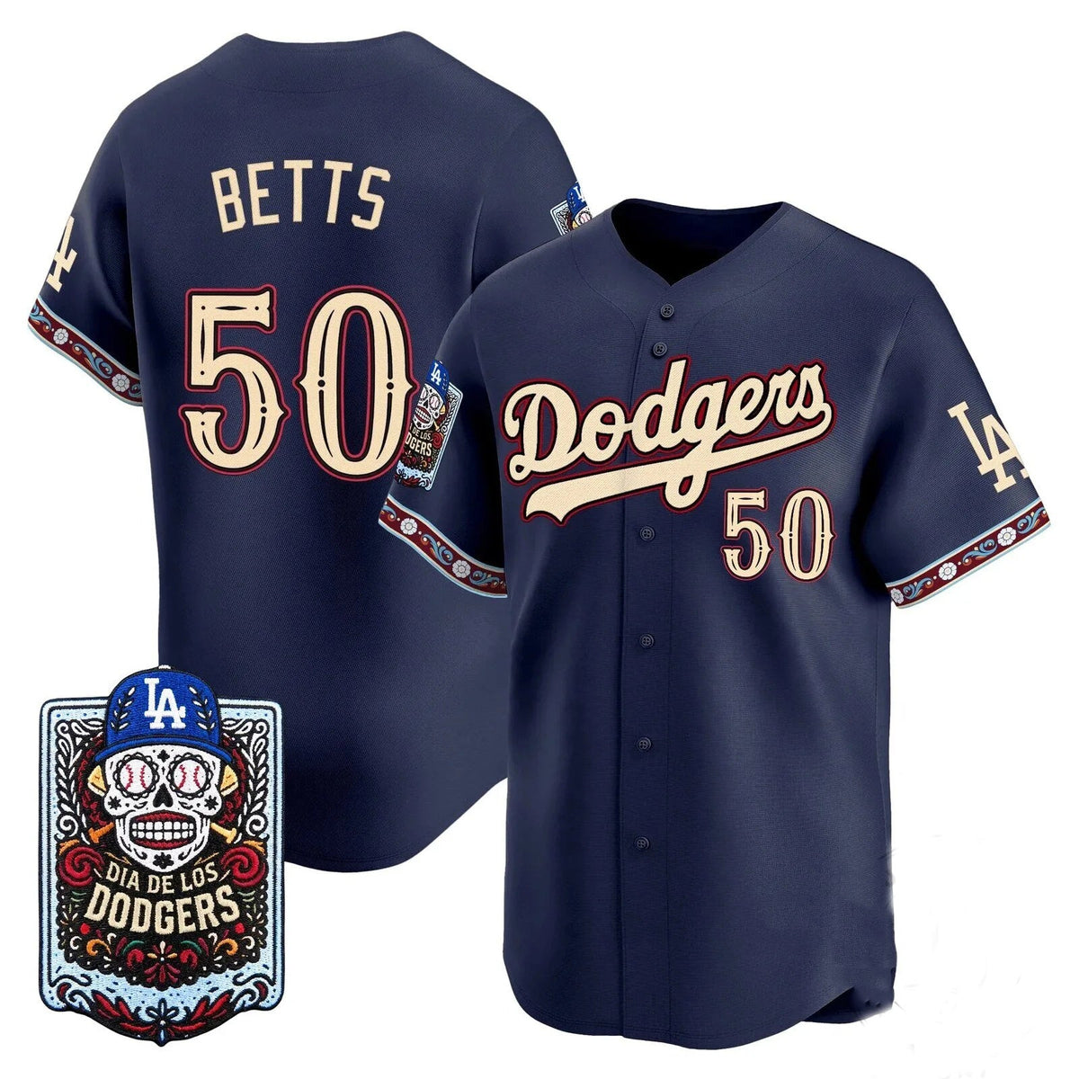 Los Angeles Dodgers #50 Mookie Betts x Dia De Los Muertos Navy 2026 Baseball Jersey