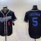 Los Angeles Dodgers #5 Freddie Freeman Number Black Cool Base Stitched Baseball Jersey